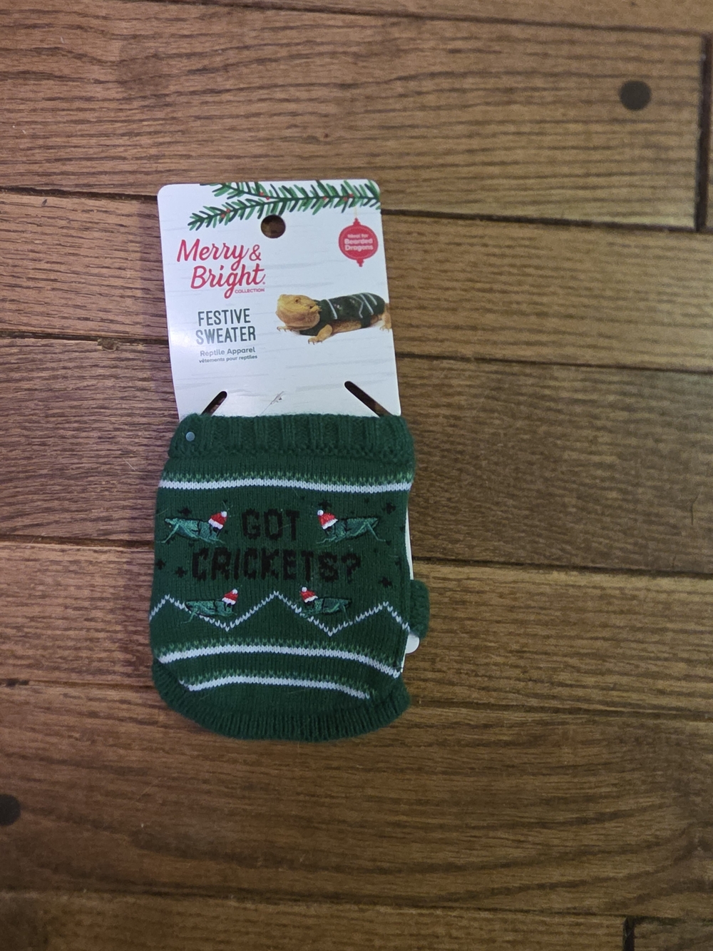 Green Festive Pet Sweater - "Got Crickets?"